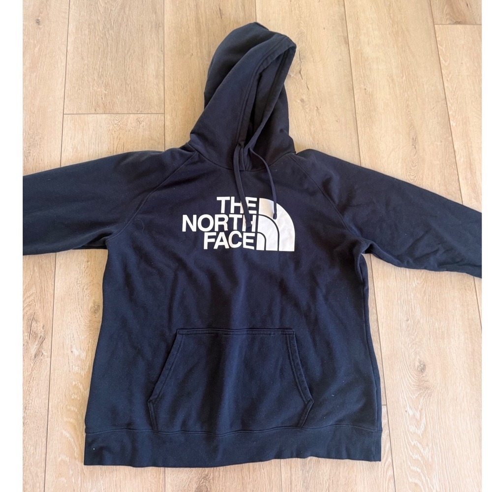 The North Face Hoodie Women XXL Black White Logo Pullover Sweatshirt 348